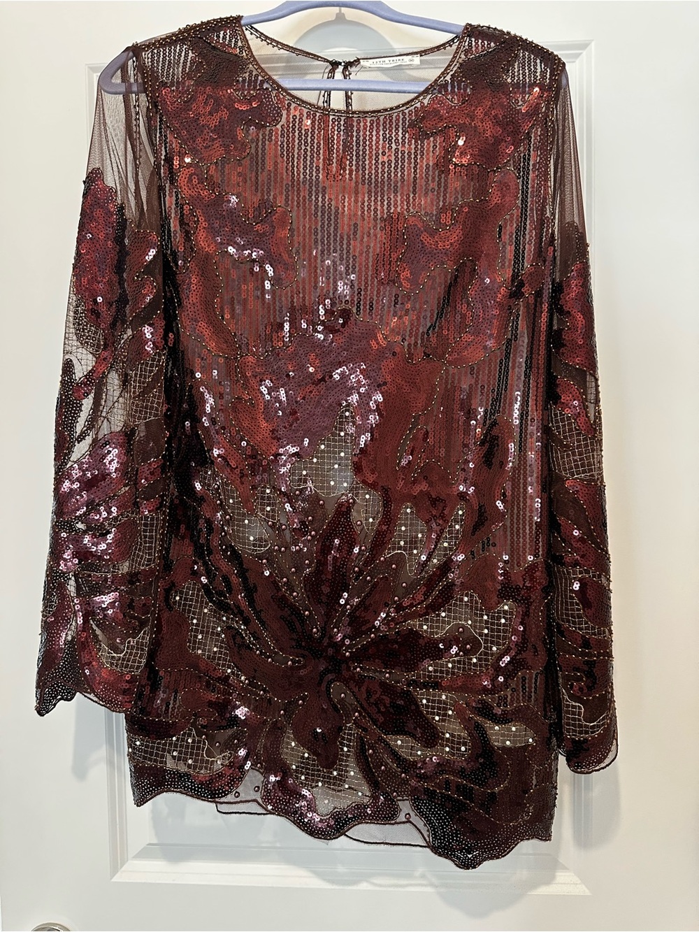 12th Tribe Amber Nights Cinnamon Beaded/Sequined Mesh Dress